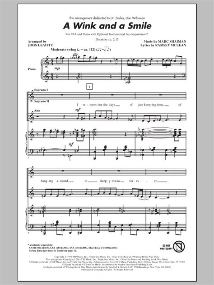 Download A Wink and a Smile Sheet Music PDF for Free