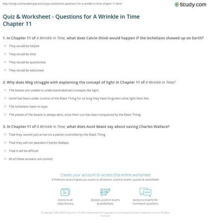 A Wrinkle in Time Chapter 11 Questions & Answers PDF Guide