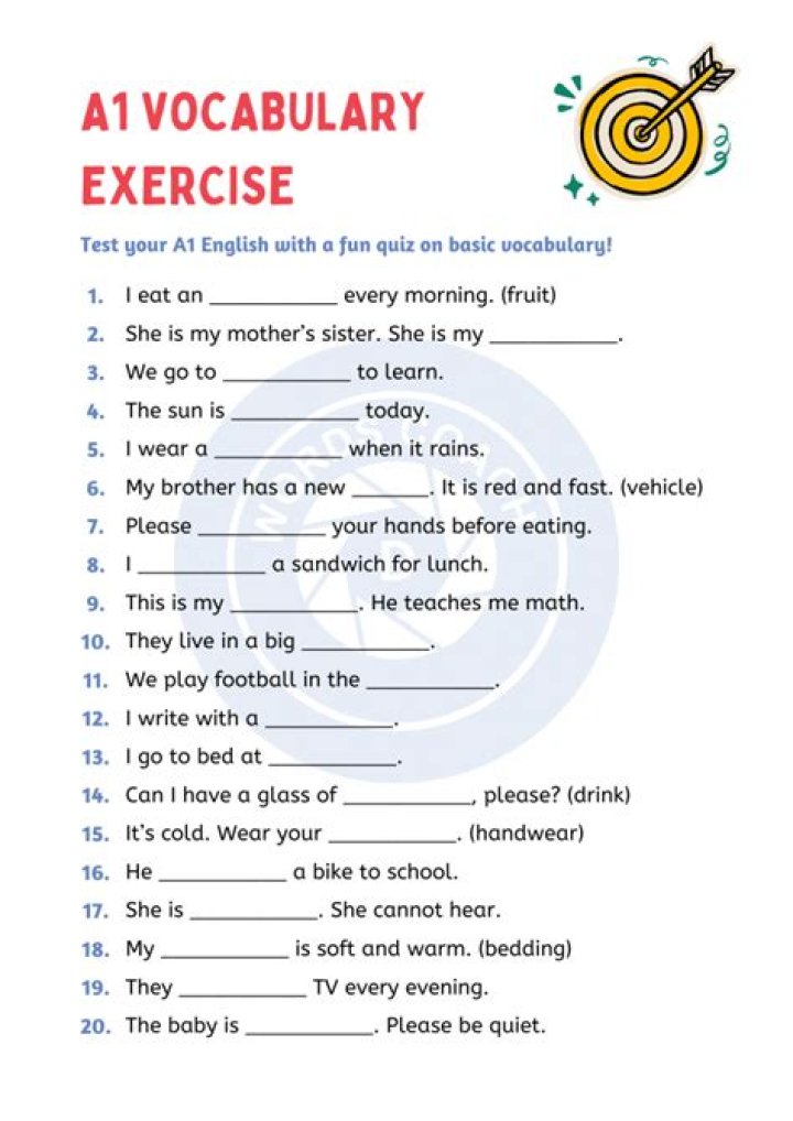 A1 English Words List PDF – Perfect for Beginners