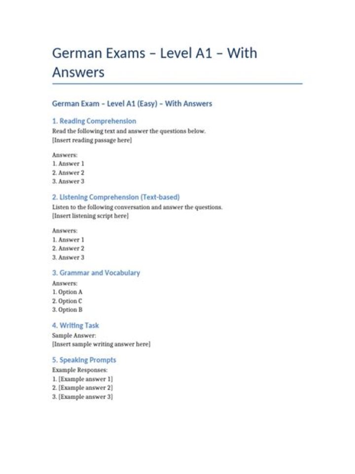 A1 German Grammar Test PDF with Answers – Practice & Improve