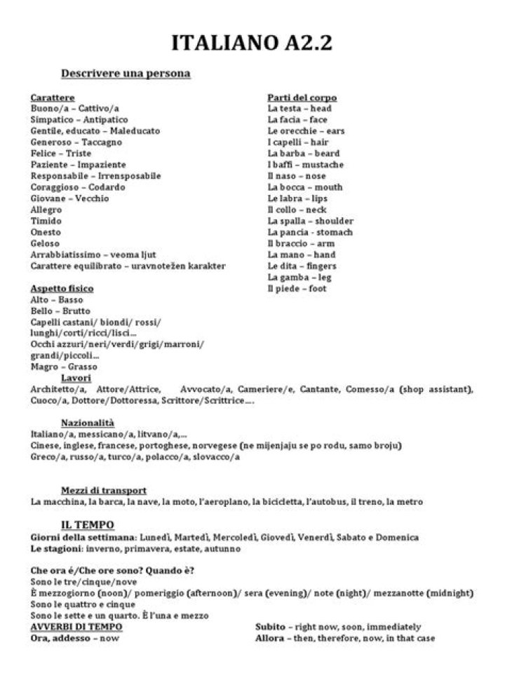 A2 Italian Test PDF Download: Official Exam Practice Sheet