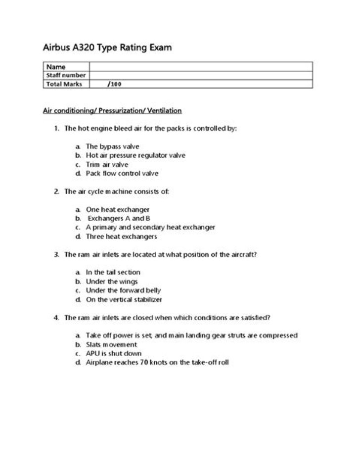 A320 Type Rating Exam Questions PDF – Practice & Prep