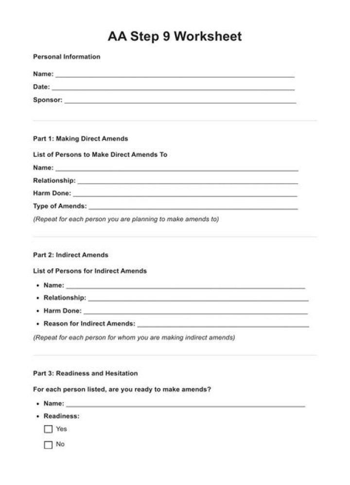 AA First Step Worksheet PDF – Free Download & Guide