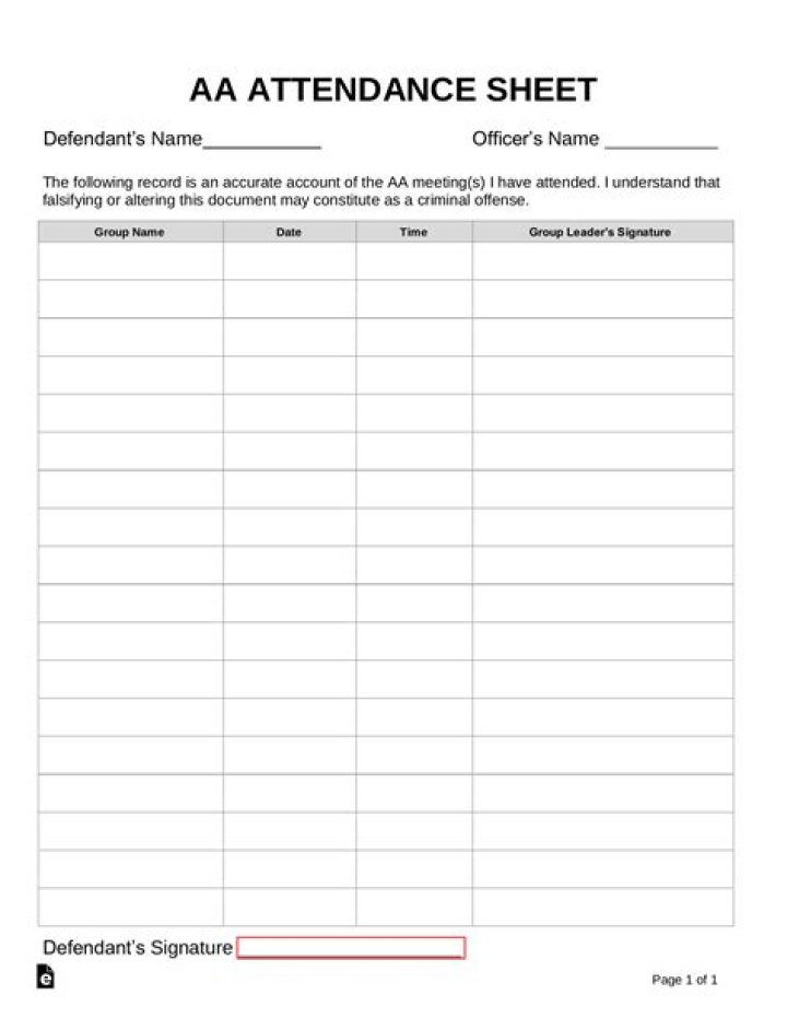 AA Sheets PDF Attendance Tracker & Template
