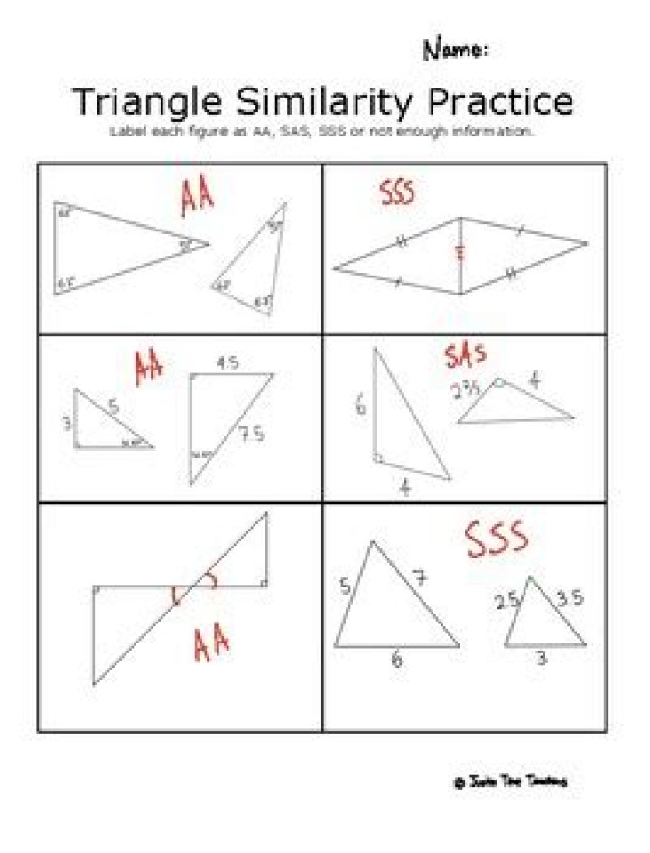 Free AA SSS SAS Similarity Worksheet PDF for Academic Practice
