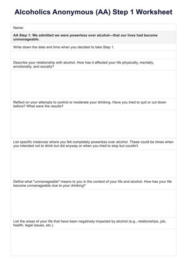Free AA Step 1 Worksheet PDF – Download Now