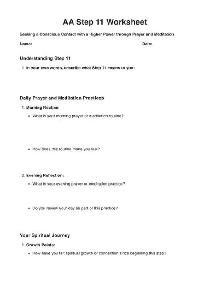 Free AA Step 11 Worksheet PDF – Download Now