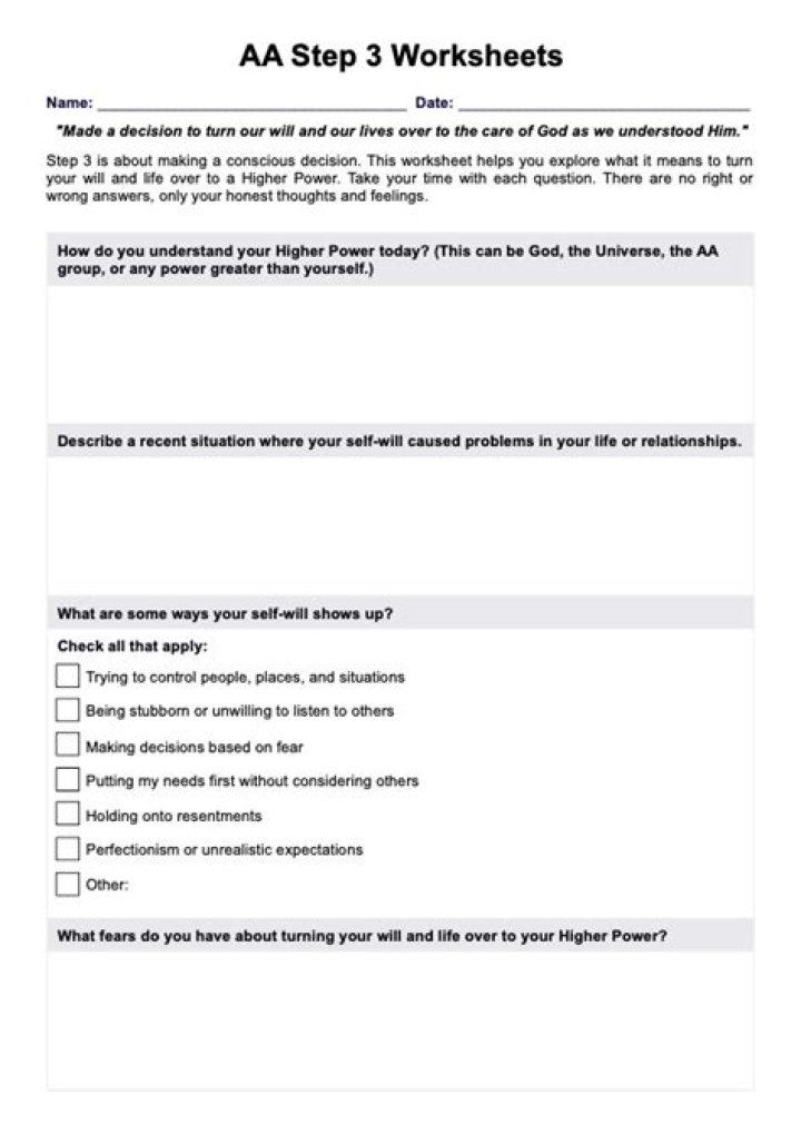 Free AA Worksheets PDF: Printable Mental Health Worksheets for Coping Skills