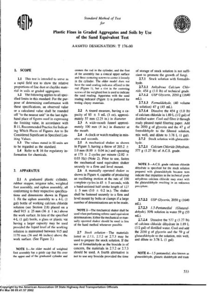 Aashto T-176 Sand Equivalent Test PDF – Accurate & Reliable Analysis