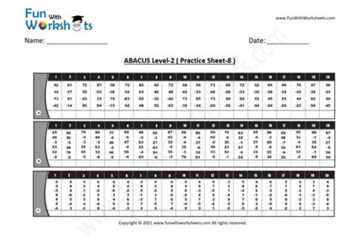 Abacus Level 2 Worksheets PDF – Practice & Master Mental Math