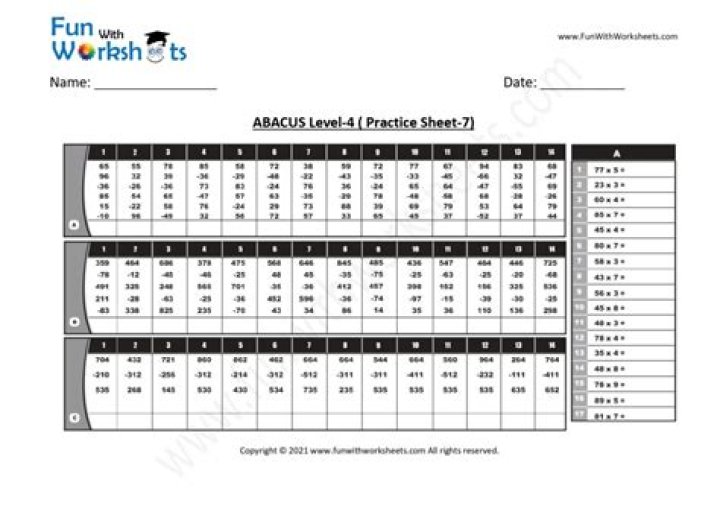 Master Abacus Level 4: Download Free Worksheets PDF