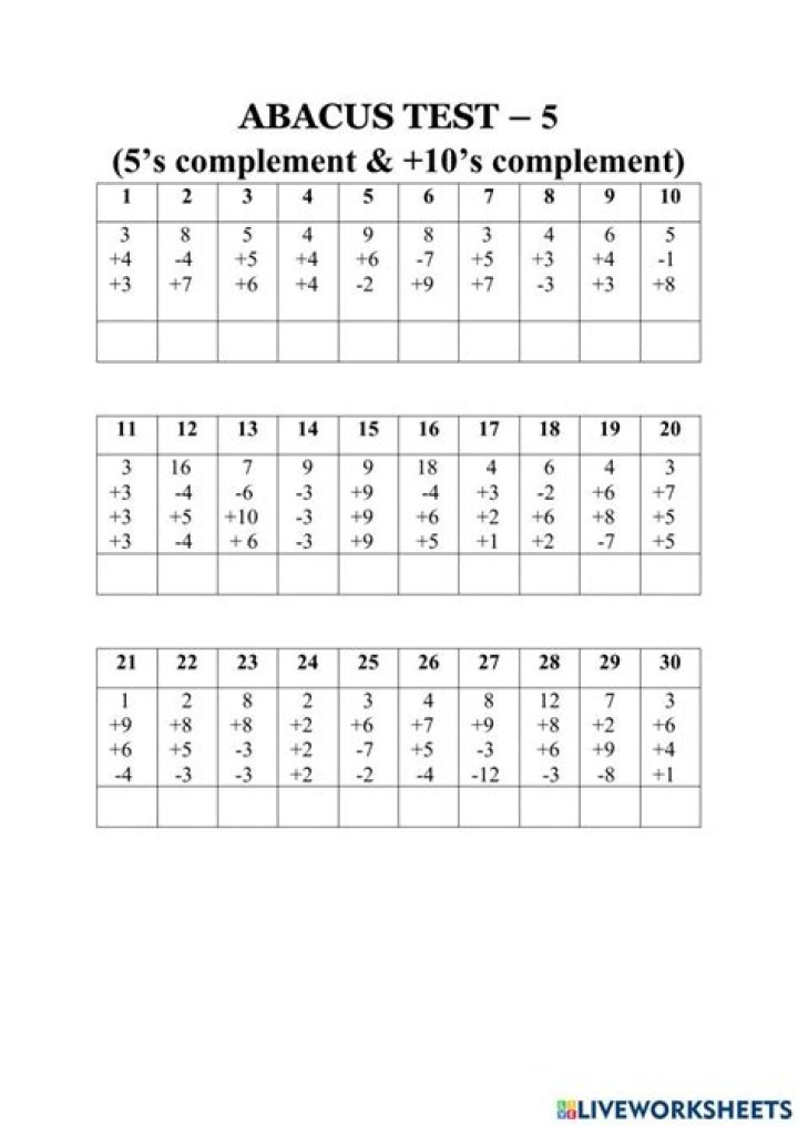 Abacus Level 5 Worksheets PDF with Answers: Practice & Master Math Skills