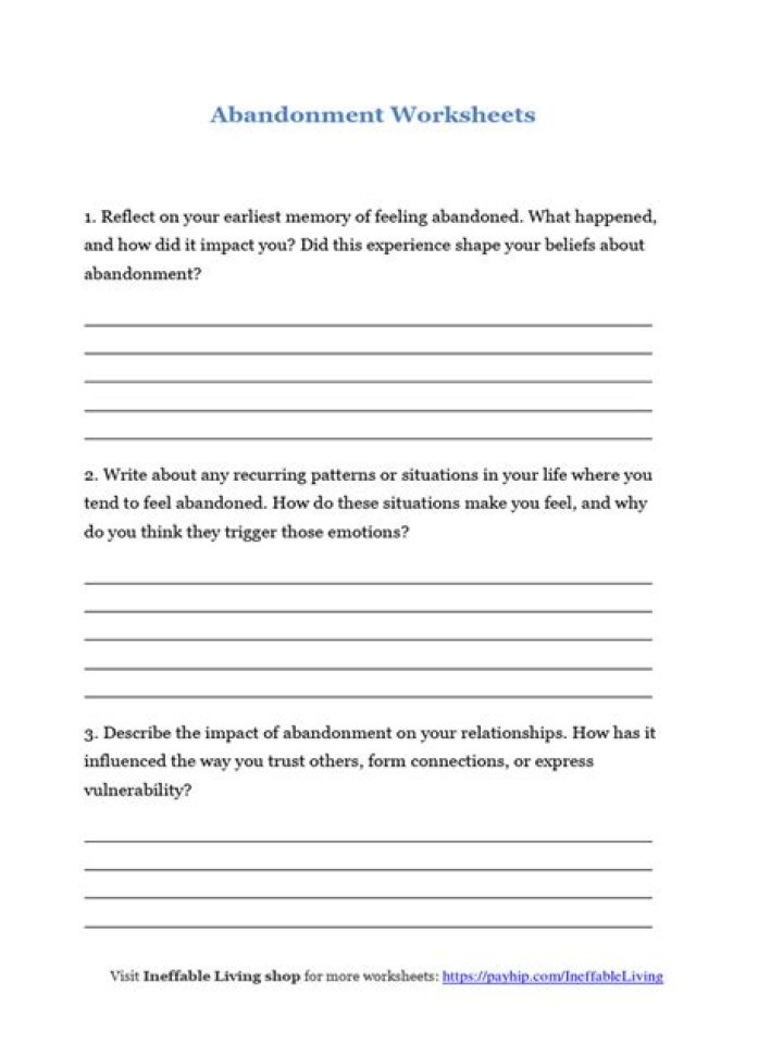 Abandonment Worksheets PDF: Heal Emotional Wounds with Professional Tools