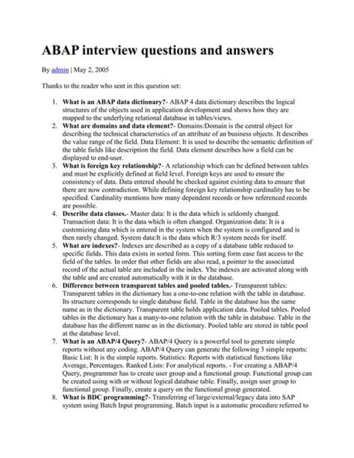 ABAP Interview Questions & Answers PDF for Beginners and Experts
