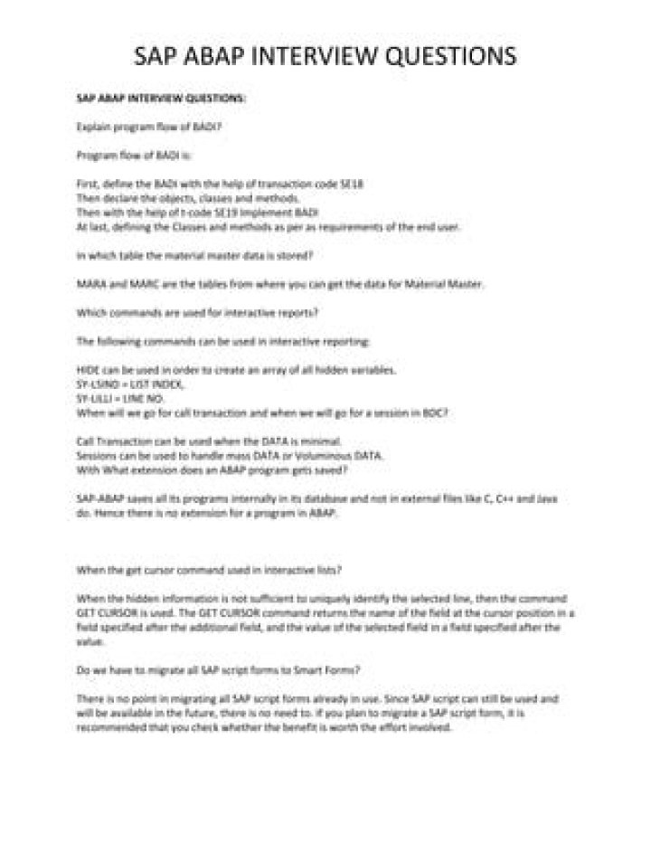 Abap Interview Questions with Answers PDF for 2024