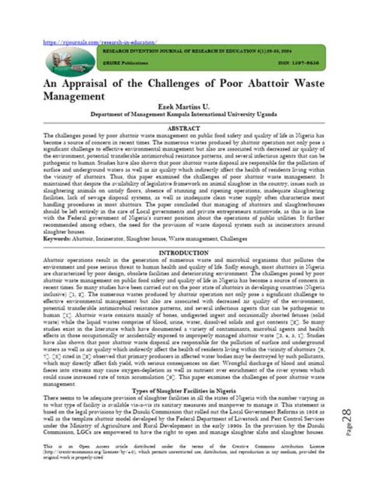Efficient Abattoir Waste Management PDF Guide