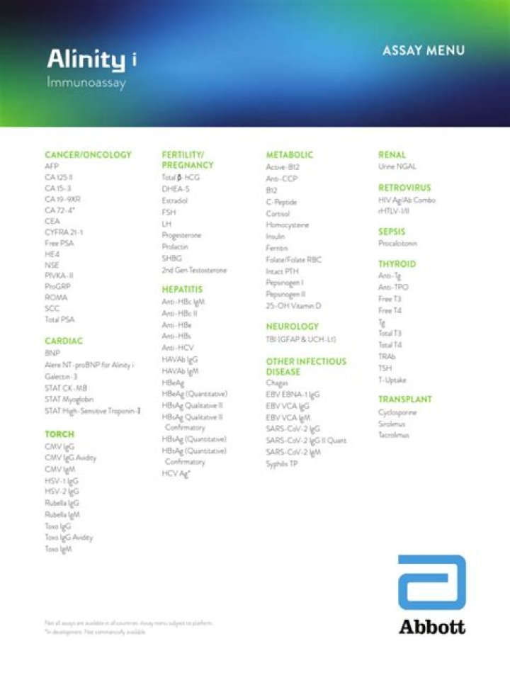 Abbott Alinity C Test Menu PDF Download: Complete Guide & Sample Results
