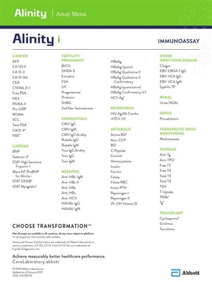 Abbott Alinity Test Menu PDF: Complete Guide & Sample Results