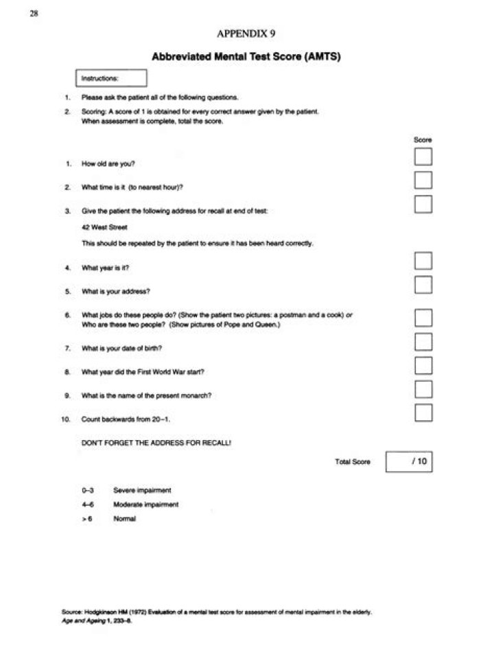 Abbreviated Mental Test Singapore PDF – Quick Cognitive Screening