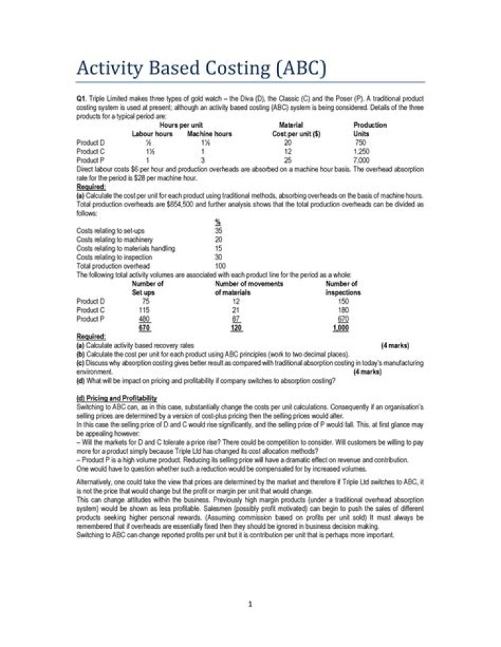 ABC Costing Questions and Answers PDF – Expert Guide