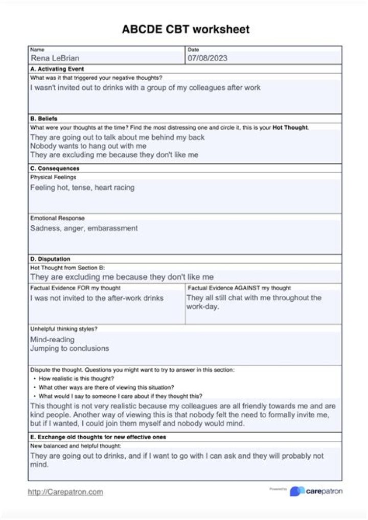 ABCDE CBT Worksheet PDF – Download Free Practice Tools