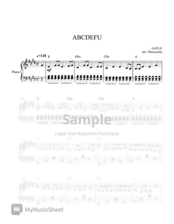 Free ABCDEFU Piano Sheet Music PDF Download