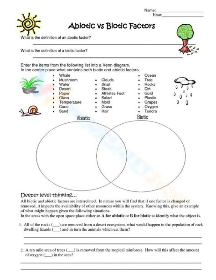Abiotic and Biotic Factors Worksheet PDF – Learn Key Ecosystem Concepts