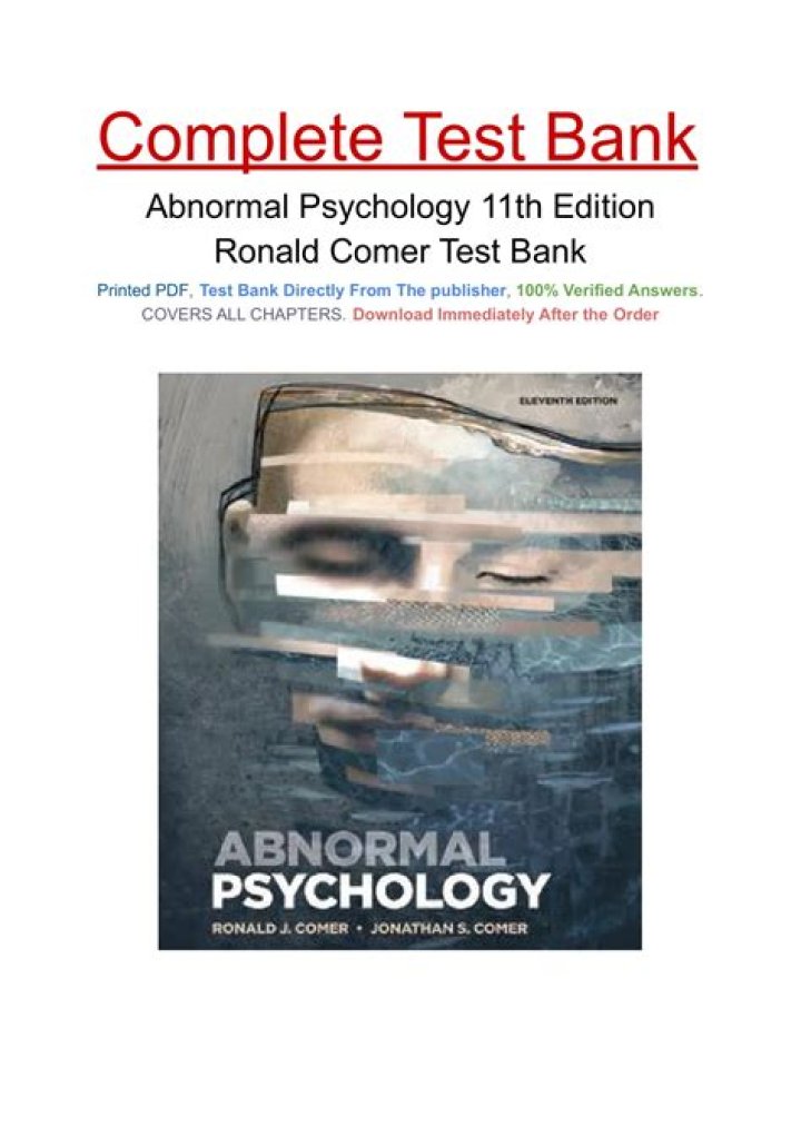 Abnormal Psychology: Comer Test Bank PDF for Student Success