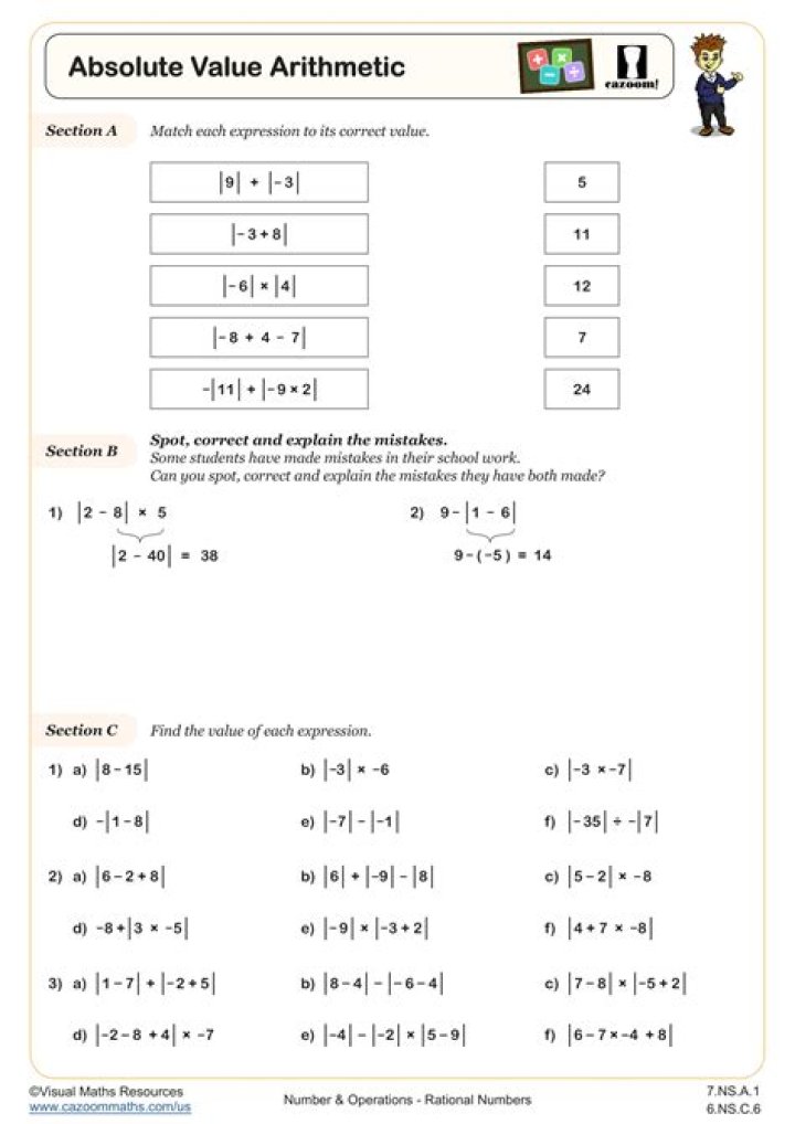 Algebra 1 Absolute Value Questions PDF: Practice Problems & Solutions