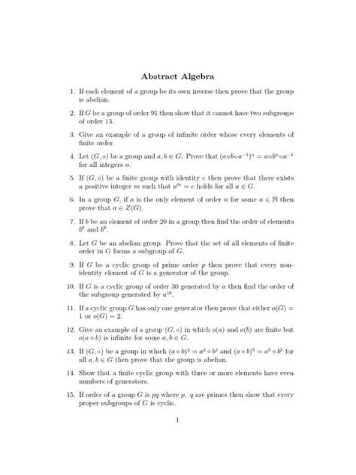 Abstract Algebra Questions & Answers PDF for Students