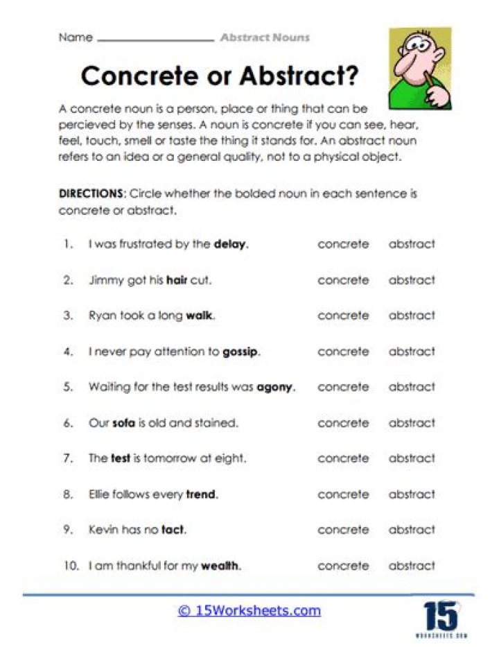 Free Abstract Nouns PDF Worksheets for Instant Download