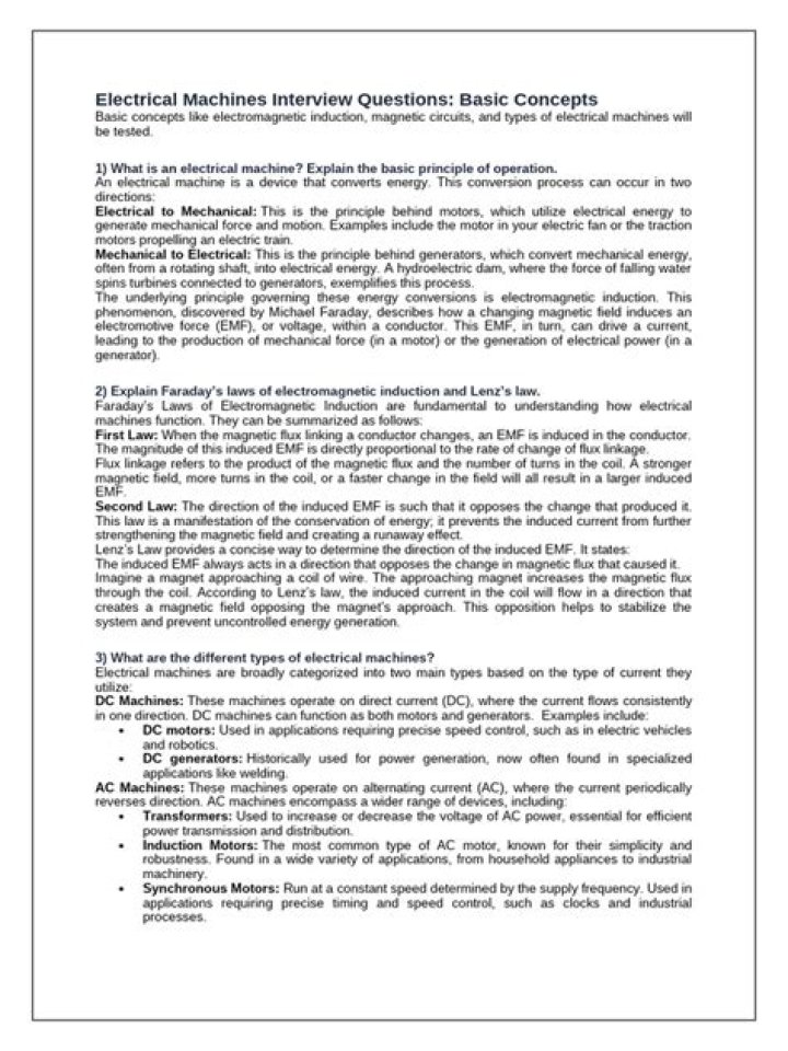 AC Machines Interview Questions PDF – Top 50 Exam Prep Tips