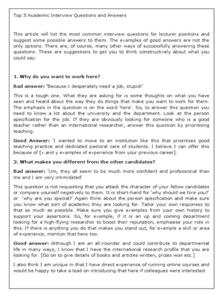Essential Academic Interview Questions and Answers PDF for Students