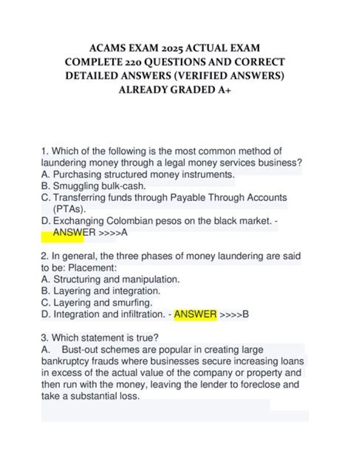 ACAMS Exam Questions 2019 PDF – Download Full Practice Test
