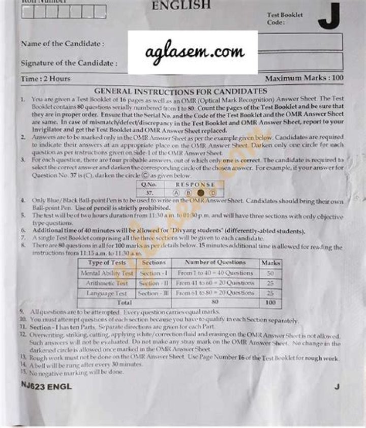 ACC Entrance Exam Question Paper PDF Free Download