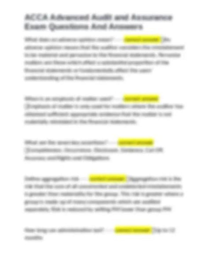 ACCA Audit and Assurance Questions and Answers PDF: Complete Guide