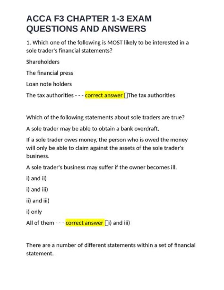 ACCA F3 Past Questions PDF: Complete Exam Papers & Solutions