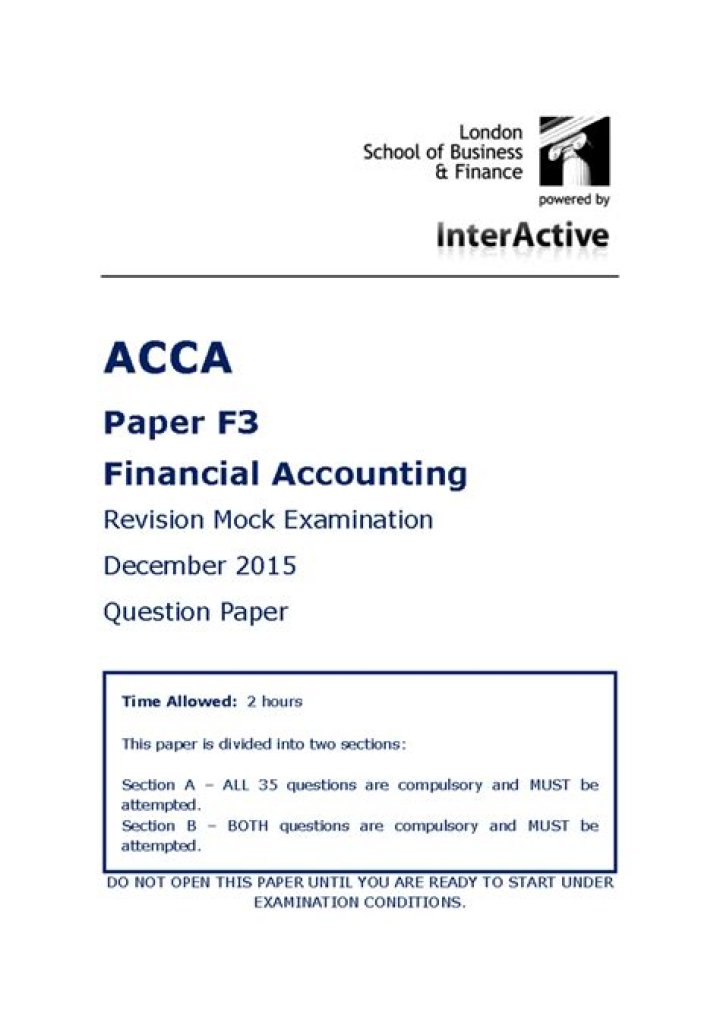 ACCA F3 Question Bank PDF – Complete Exam Prep Resource