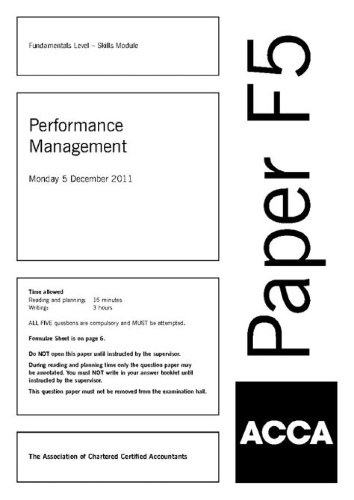 ACCA F5 Practice Questions and Answers PDF Download
