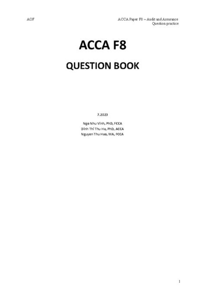 ACCA F8 Question Bank PDF – Perfect Exam Prep Tool