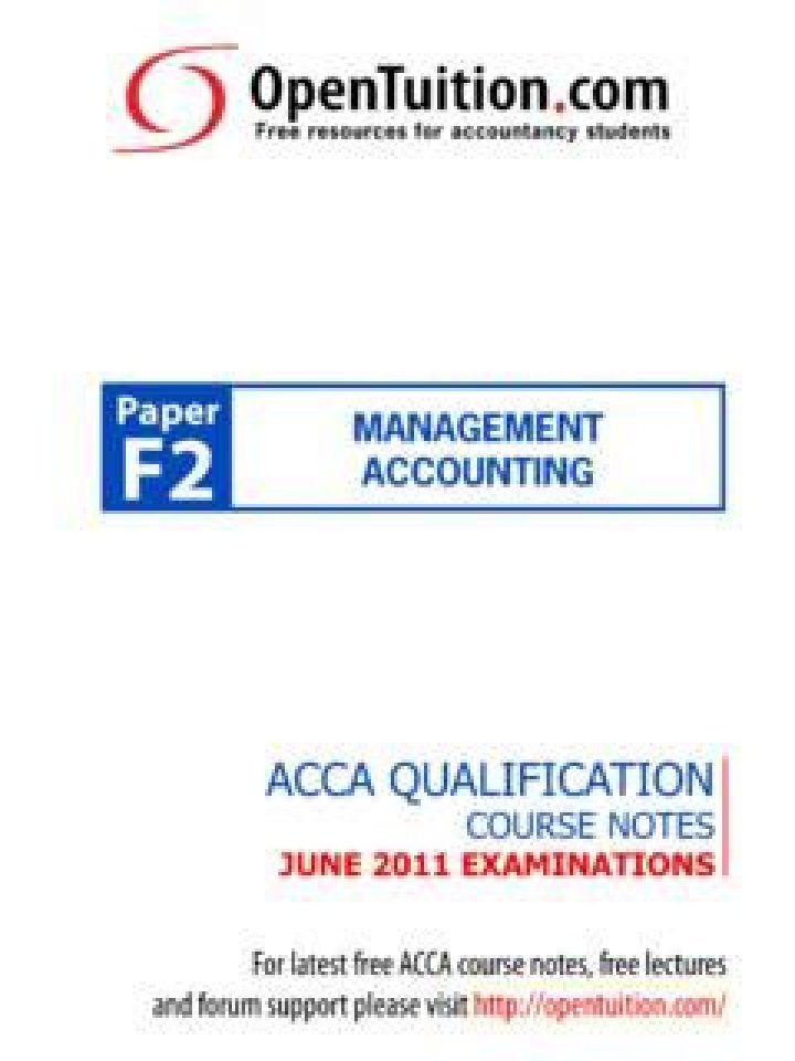 ACCA Paper F2 Management Accounting PDF: Complete Guide & Tips