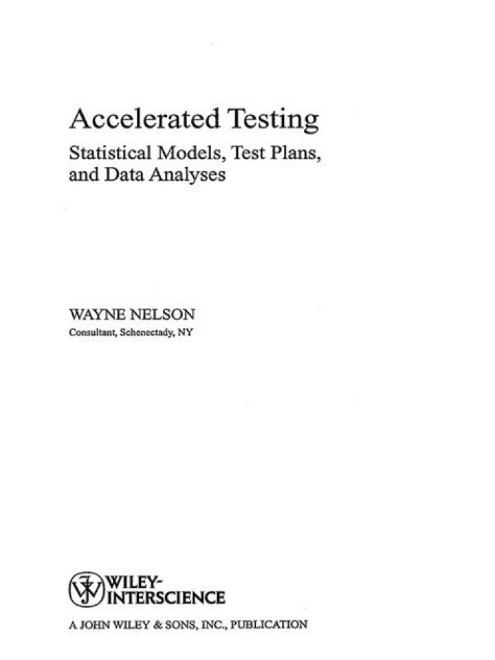 Accelerated Testing Statistical Models: Test Plans & Data Analysis PDF Guide