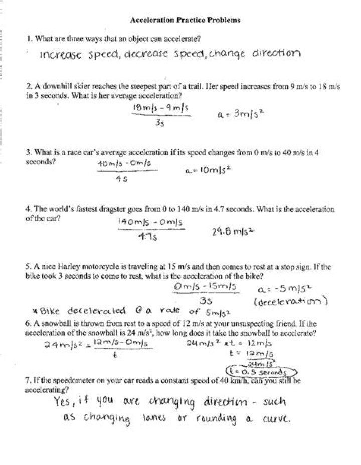 Acceleration Practice Problems Answers PDF – Instant Download