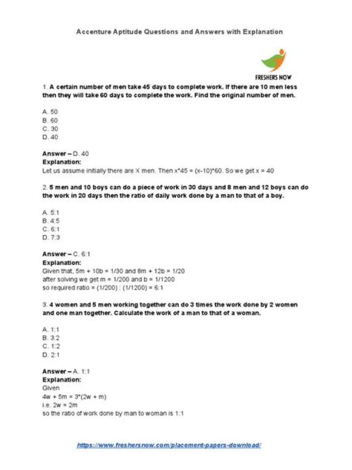 Accenture Aptitude Questions and Answers PDF: Expert Practice & Prep