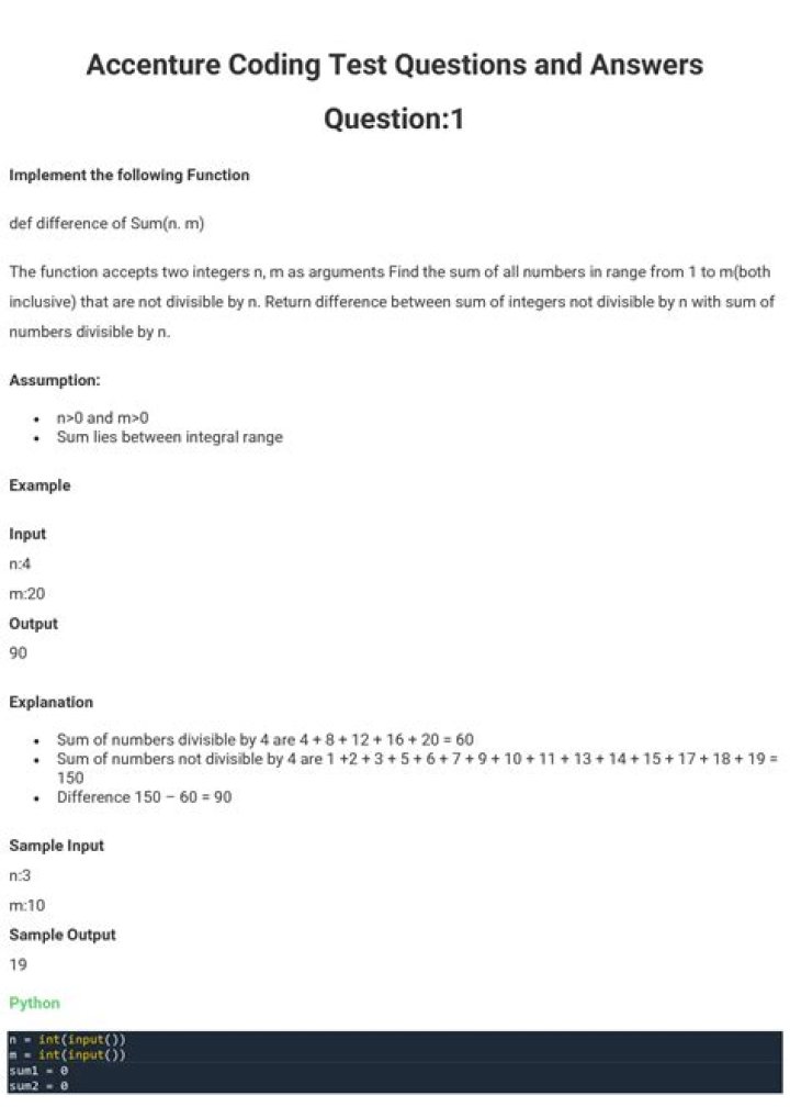 Accenture Coding Questions 2021 PDF: Solve Now & Ace the Interview