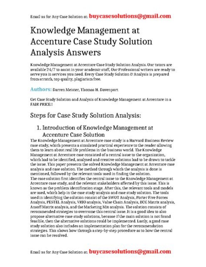 Accenture Knowledge Management Case Study: PDF Insights & Strategies