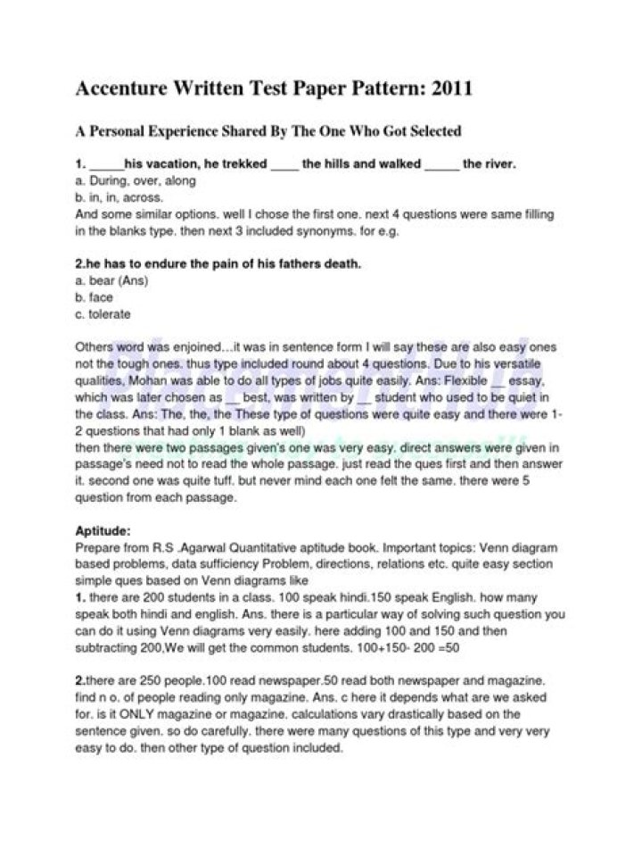 Accenture Written Test Pattern 2014 PDF – Download Full Exam Guide