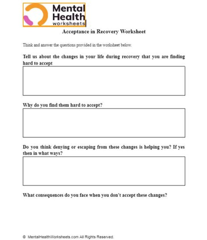 Download Free Acceptance in Recovery Worksheets PDF for Healing