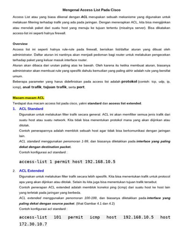 Access List Cisco PDF Guide: Secure Network Configuration