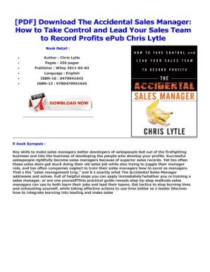 Accidental Sales Manager Guide: PDF for Successful On-the-Job Transition
